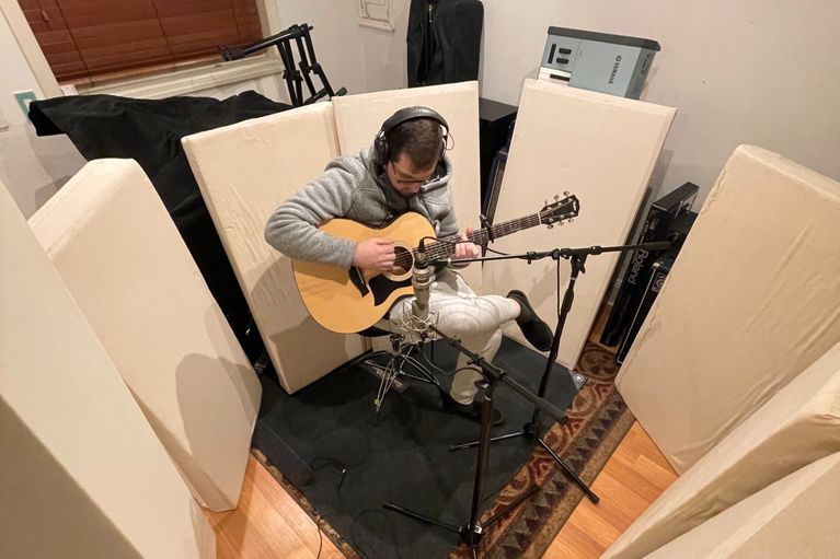 Acoustic guitar tracking session